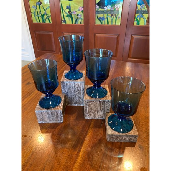 Vintage Richmond Blue Colony Stemmed Cocktail Glasses. - Picture 3 of 7